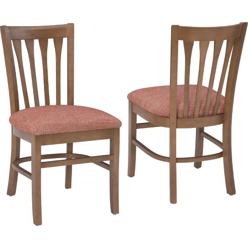 Schultz Dining Chair in Brown Wood & Papaya Fabric