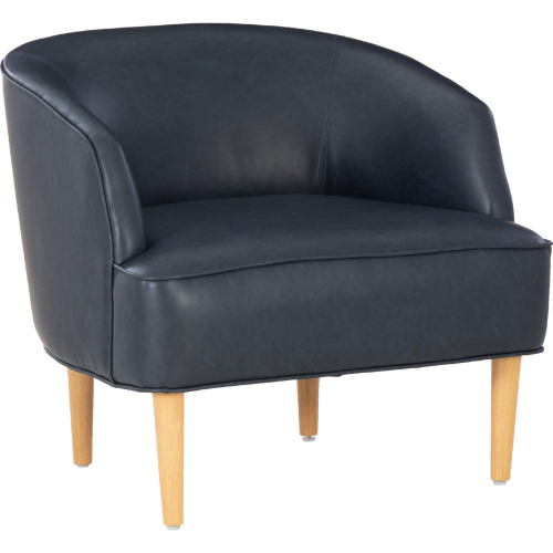 Monroe Accent Chair in Navy Blue Leatherette & Wood