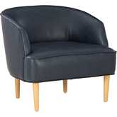 Monroe Accent Chair in Navy Blue Leatherette & Wood