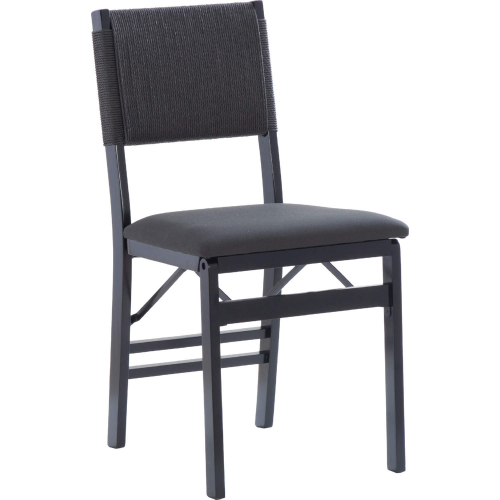 Norway Folding Dining Chair in Black Wood, Rope & Fabric (Set of 2)