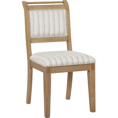 Emmy Dining Chair in Grey Wash Wood & Beige Linen Look Fabric