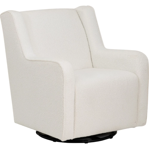 Senna Swivel Rocker Accent Chair in White Sherpa Knit