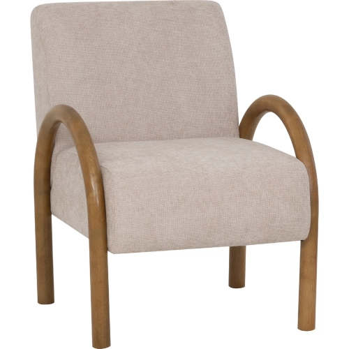 Jaslie Accent Chair in Walnut Finish Wood & Beige Fabric