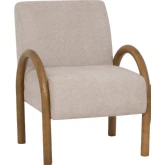 Jaslie Accent Chair in Walnut Finish Wood & Beige Fabric