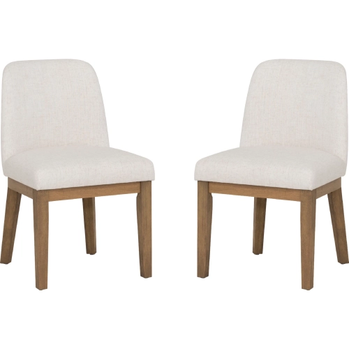 Tucker Dining Chair in Natural Wood & Cream Fabric (Set of 2)