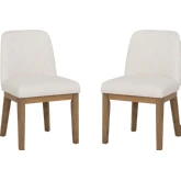 Tucker Dining Chair in Natural Wood & Cream Fabric (Set of 2)