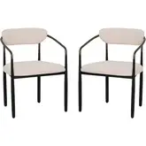 Bonlyn Dining Chair in Cream Boucle Fabric & Black Metal (Set of 2)