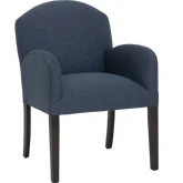 Truett Lounge Accent Chair in Brown Wood & Cobalt Blue Fabric