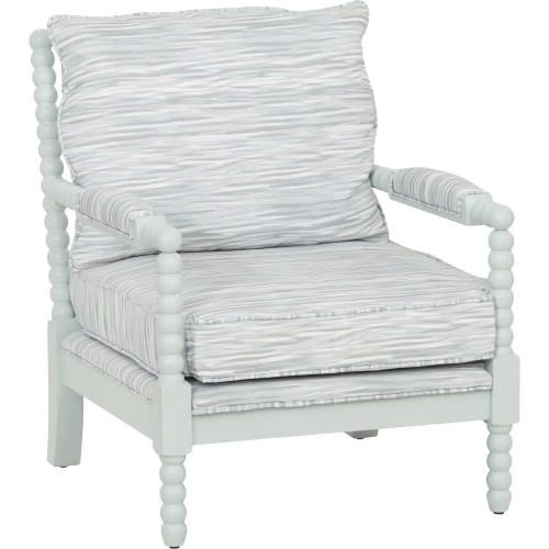 Cady Spindle Accent Chair in Mist Blue Wood & Multicolor Wave Fabric