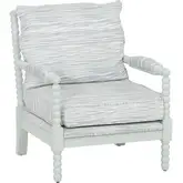 Cady Spindle Accent Chair in Mist Blue Wood & Multicolor Wave Fabric