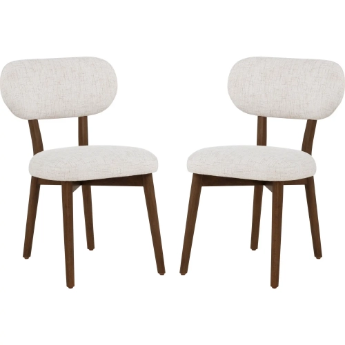 Curran Dining Chair in Brown Wood & Beige Fabric (Set of 2)