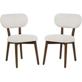 Curran Dining Chair in Brown Wood & Beige Fabric (Set of 2)