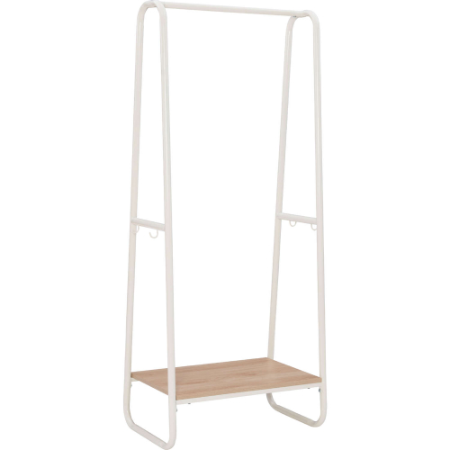 Bywood 60"H Clothing Rack in White Metal & Natural Finish Wood