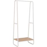 Bywood 60"H Clothing Rack in White Metal & Natural Finish Wood