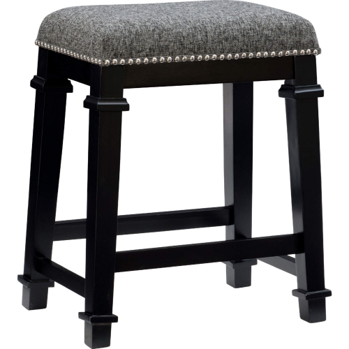 Kennedy Counter Stool in Black & White Tweed Fabric & Black Wood