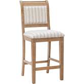 Emmy 26" Counter Stool in Grey Stripe Fabric & Washed Wood
