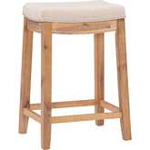 Claridge Counter Stool in Natural Linen & Rustic Brown Wood