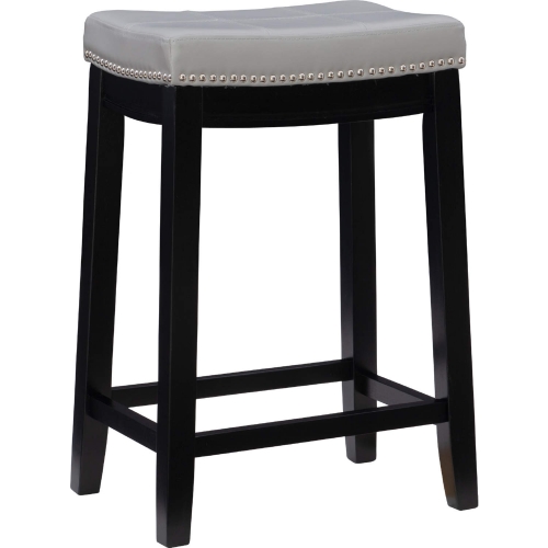 Claridge Counter Stool in Gray Leatherette & Black Wood