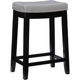 Claridge Counter Stool in Gray Leatherette & Black Wood
