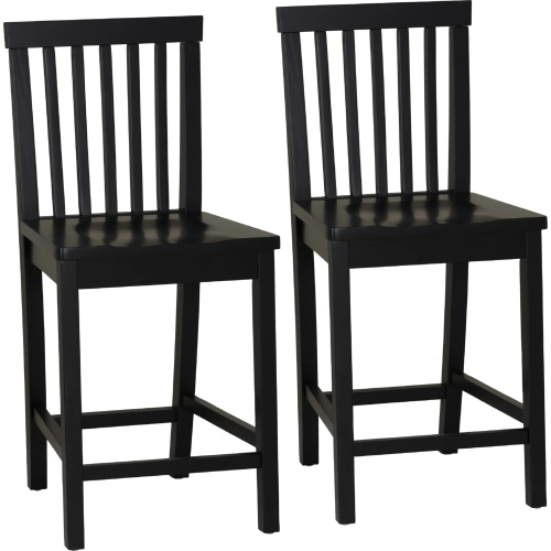 Percival Counter Stool in Gloss Black Finish Wood (Set of 2)