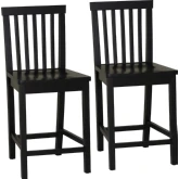 Percival Counter Stool in Gloss Black Finish Wood (Set of 2)
