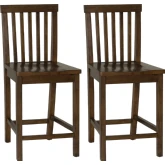 Percival Counter Stool in Gloss Walnut Finish Wood (Set of 2)