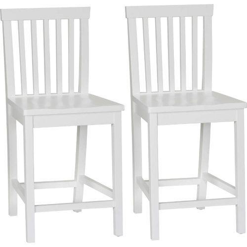 Percival Counter Stool in Gloss White Finish Wood (Set of 2)
