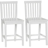 Percival Counter Stool in Gloss White Finish Wood (Set of 2)
