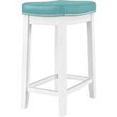 Claridge Counter Stool In White Wood & Teal Leatherette