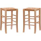 Gianna Backless Counter Stool in Natural Finish Wood & Rush (Set of 2)