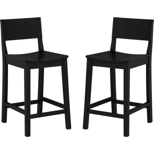 Devin Counter Stool in Black Finish Wood (Set of 2)