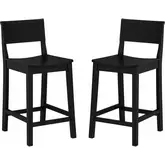 Devin Counter Stool in Black Finish Wood (Set of 2)