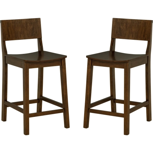 Devin Counter Stool in Walnut Brown Finish Wood (Set of 2)