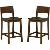 Devin Counter Stool in Walnut Brown Finish Wood (Set of 2)