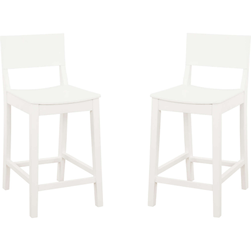 Devin Counter Stool in White Finish Wood (Set of 2)