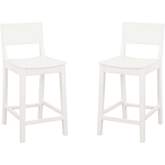 Devin Counter Stool in White Finish Wood (Set of 2)