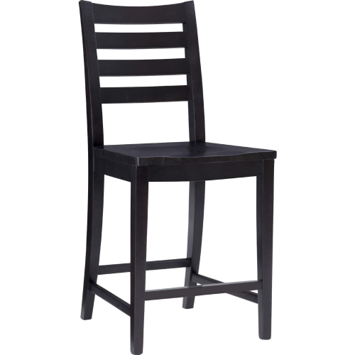 Flynn Counter Stool in Black Finish Wood (Set of 2)