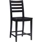 Flynn Counter Stool in Black Finish Wood (Set of 2)