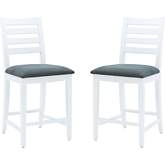 Flynn Counter Stool in White Wood & Charcoal Grey Fabric