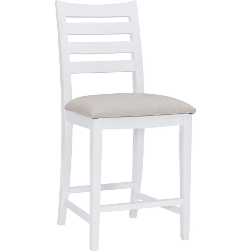 Flynn Counter Stool in White Wood & Grey Fabric (Set of 2)