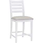 Flynn Counter Stool in White Wood & Grey Fabric (Set of 2)