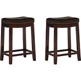 Claridge Counter Stool in Brown Eco Leather & Wenge (Set of 2)