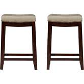 Claridge Counter Stool in Beige Eco Leather & Wenge (Set of 2)