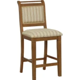 Emmy Counter Stool in Cherry Finish Wood & Tan Linen Look Fabric