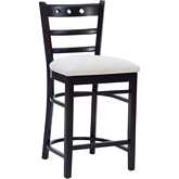 Darby Counter Stool in Espresso Brown Wood & Grey Fabric (Set of 2)