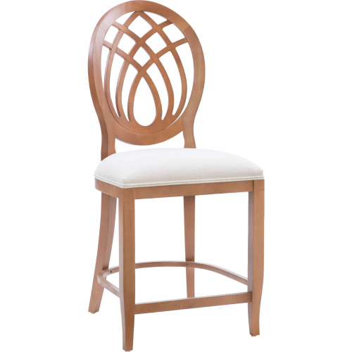 Dara Counter Stool in Wood & Linen Look Fabric (Set of 2)