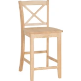 Torino X Back Counter Stool in Unfinished Wood