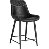 Elder Counter Stool in Black Metal & Black Vegan Leather