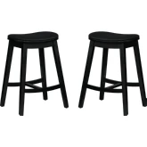 Culver Counter Stool in Black Wood & Black Vegan Leather (Set of 2)