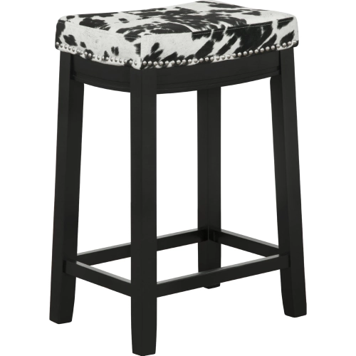 Claridge Counter Stool in Black Wood & Black Cow Print Microfiber Fabric